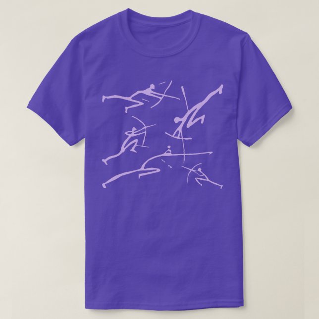 Digital Lavender Bowmen Minimalistische paläolithi T-Shirt (Design vorne)