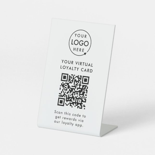 Digital Loyalty Rewards App QR Code Business-Logo Sockelschild (Vorderseite)