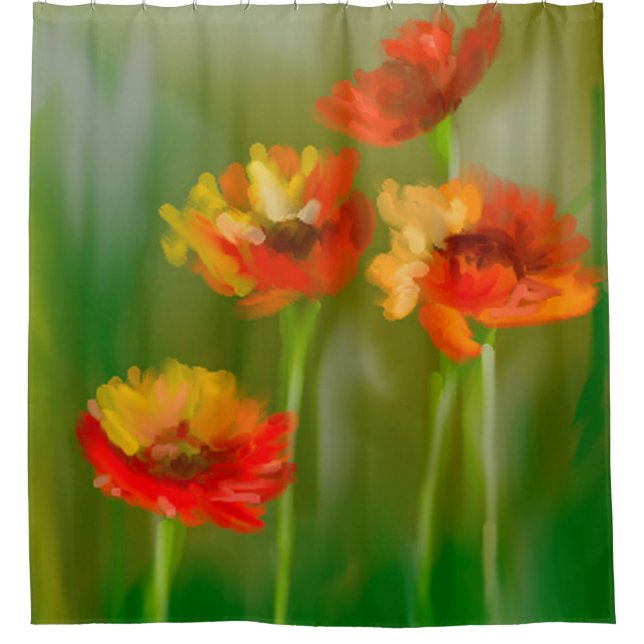 Digital-Malerei - rote Mohnblumen Duschvorhang (Vorderseite)