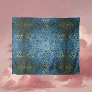 Digital Mandala Blau und Gelb Wandteppich