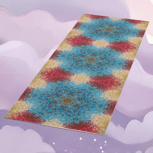 Digital Mandala Blue Red and Yellow Yogamatte