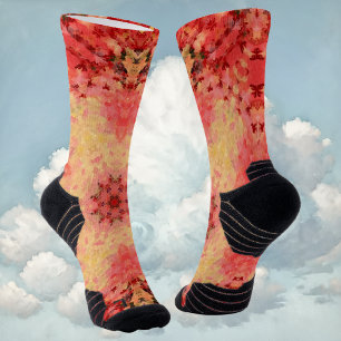 Digital Mandala Gelb, Rosa und Rot Socken