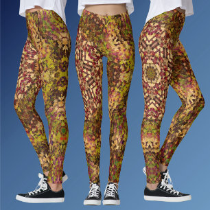 Digital Mandala Gelb rot und Lila Leggings