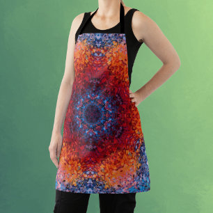 Digital Mandala Red Orange und Blue Schürze