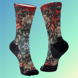 Digital Mandala Red und White Socken