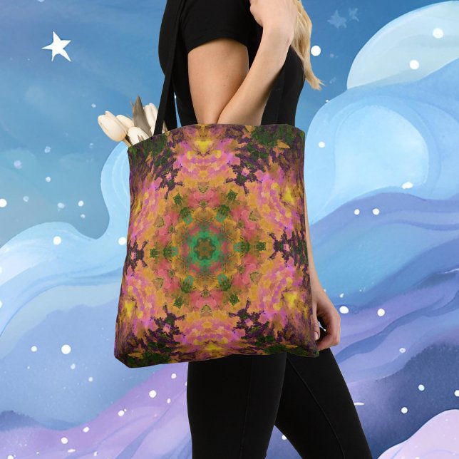 Digital Mandala Rosa Gelb und Grün Tasche (Von Creator hochgeladen)