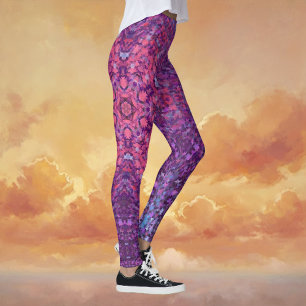 Digital Mandala Rosa Lila und blau Leggings