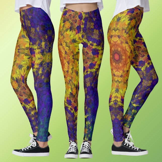 Digital Mandala Yellow Blue und Lila Leggings (Von Creator hochgeladen)