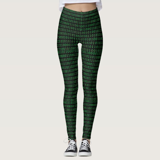 Digital Matrix Code - Nahtloses Binärmuster Leggings (Vorderseite)