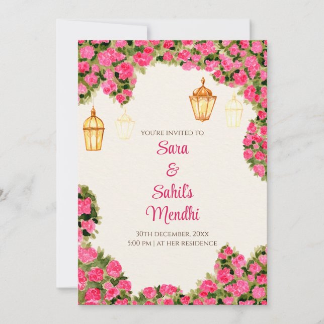 Digital Mehendi Einladung & Digital Mehndi einlade (Vorderseite)