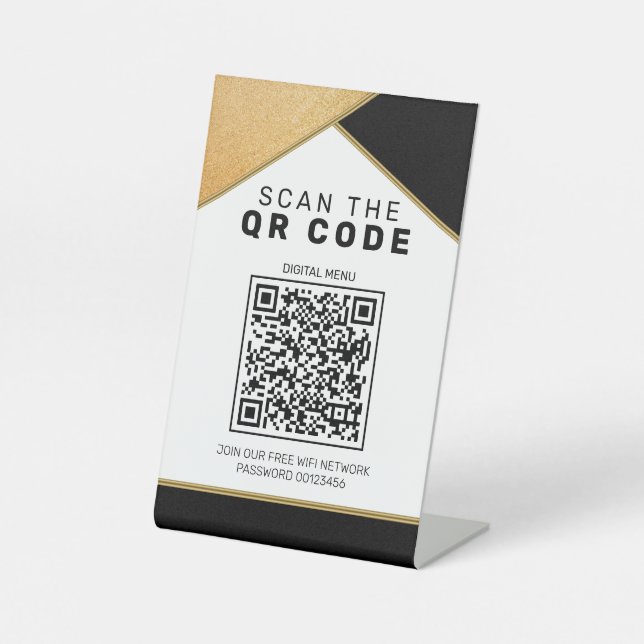 Digital Menu Gold Glitzer Sockelschild (Vorderseite)