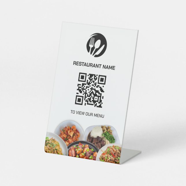 Digital Menu QR Code Pedestzeichen für Restaurant- Sockelschild (Vorderseite)