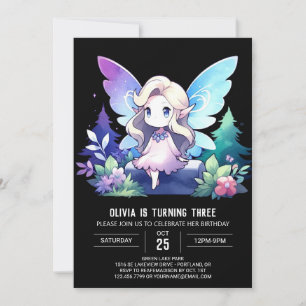 Digital Nature Fairy Birthday Einladung