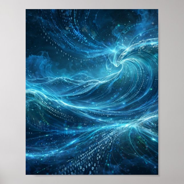 Digital Ocean — Data Stream Abstract Art Poster (Vorne)