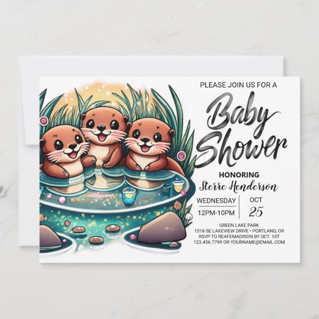Digital Otter Joy Baby Shower Einladung (Vorderseite)