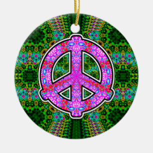 Digital Peace Sign Keramik Ornament