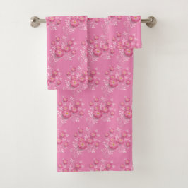 Digital Pink Blume Badehandtuch Set