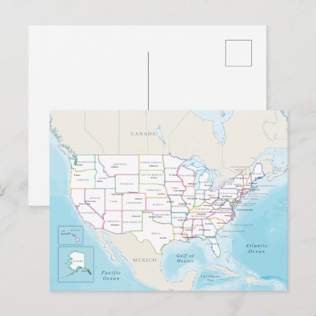 Digital political map of the United States. Postkarte (Vorne/Hinten)