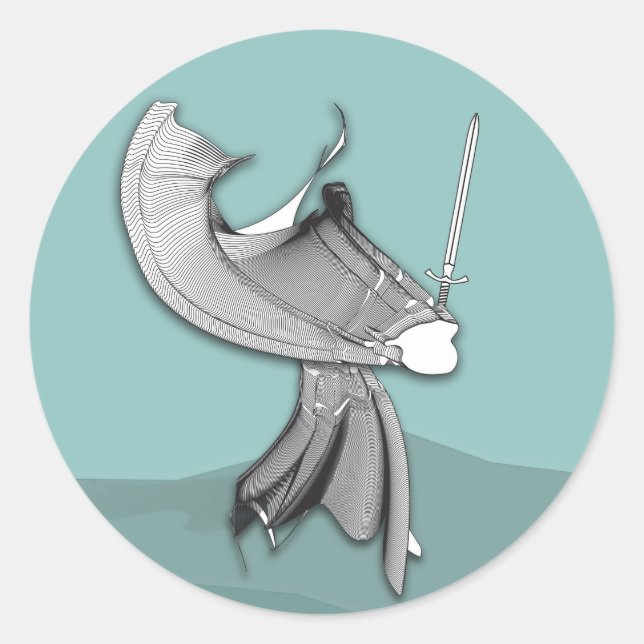 Digital Samurai Runder Aufkleber (Vorderseite)