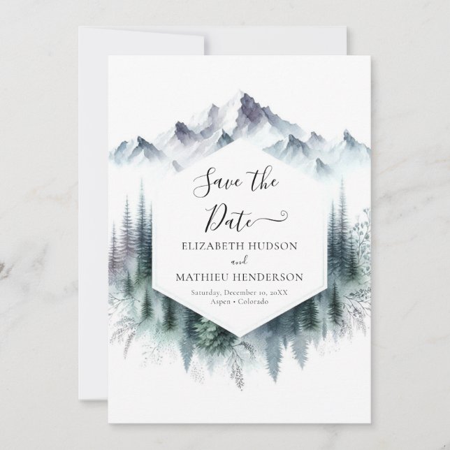 Digital Simple Mountain Wedding Save The Date (Vorderseite)