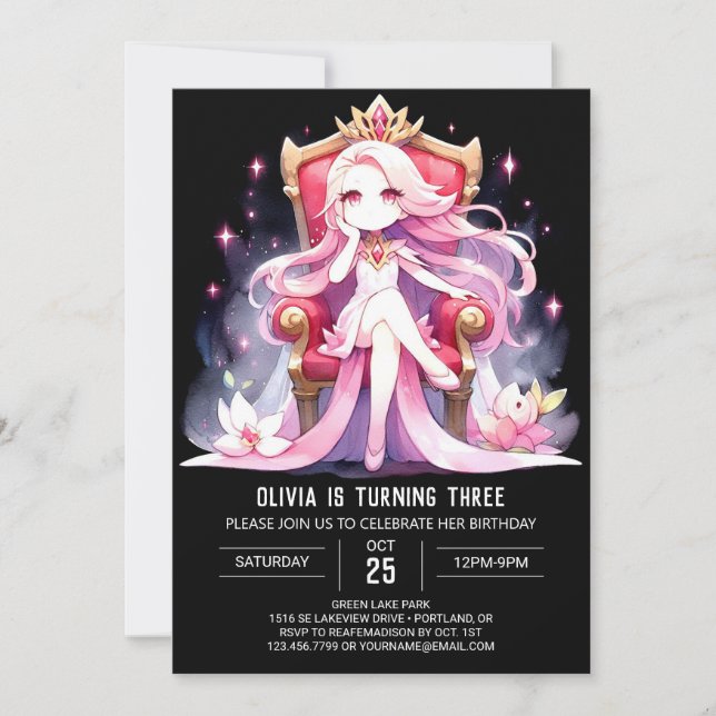 Digital Simple Princess Birthday Einladung (Vorderseite)