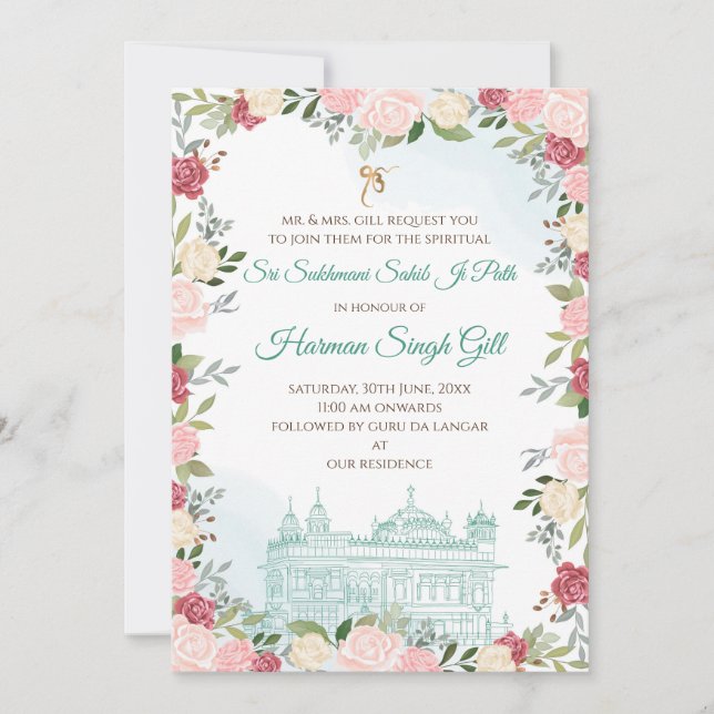 Digital Sukhmani sahib ji path invitation download Einladung (Vorderseite)