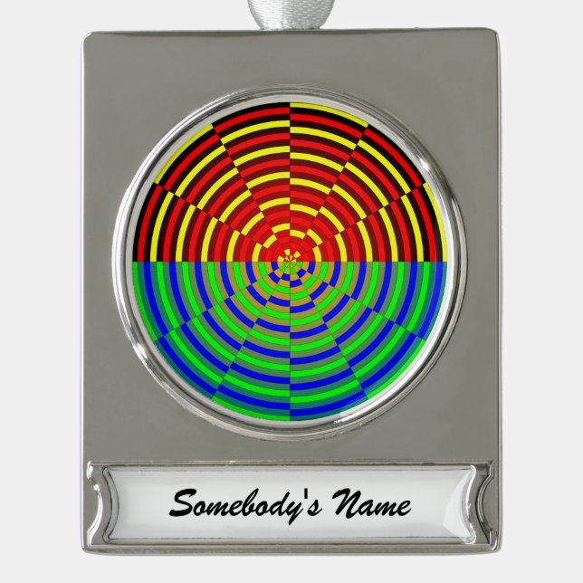 Digital Sunset von Kenneth Yoncich Banner-Ornament Silber (Vorderseite)
