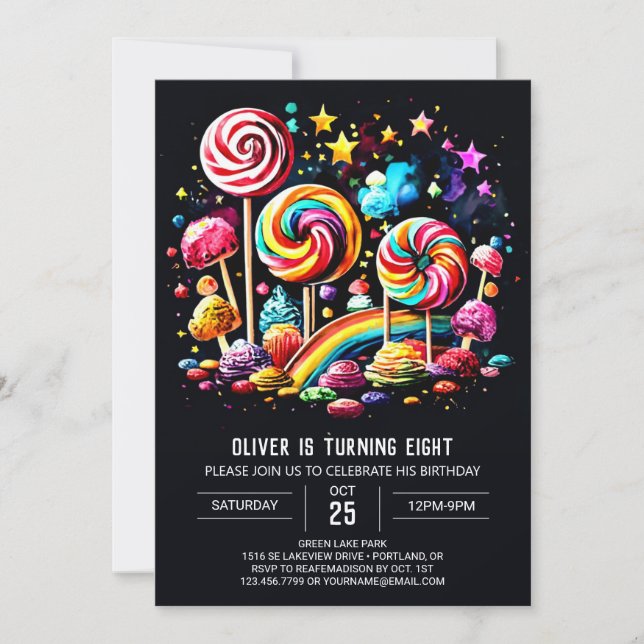 Digital Sweet Wonderland Birthday Einladung (Vorderseite)