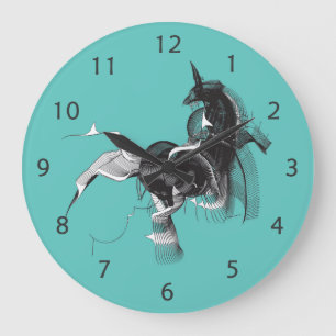 Digital Unicorn Große Wanduhr