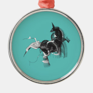 Digital Unicorn Silbernes Ornament