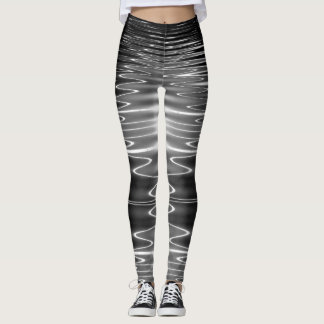 Digital Wavy Black Water Reflection von Tron Leggings