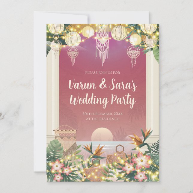 Digital Wedding Cocktail laden indische Hochzeit e Einladung (Vorderseite)
