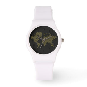 Digital-Weltkarte Armbanduhr