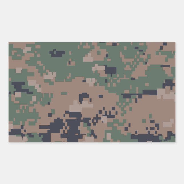 Digital Woodland Camouflage Rechteckiger Aufkleber (Vorderseite)