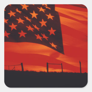 Digital-Zusammensetzung der amerikanischen Flagge Quadratischer Aufkleber