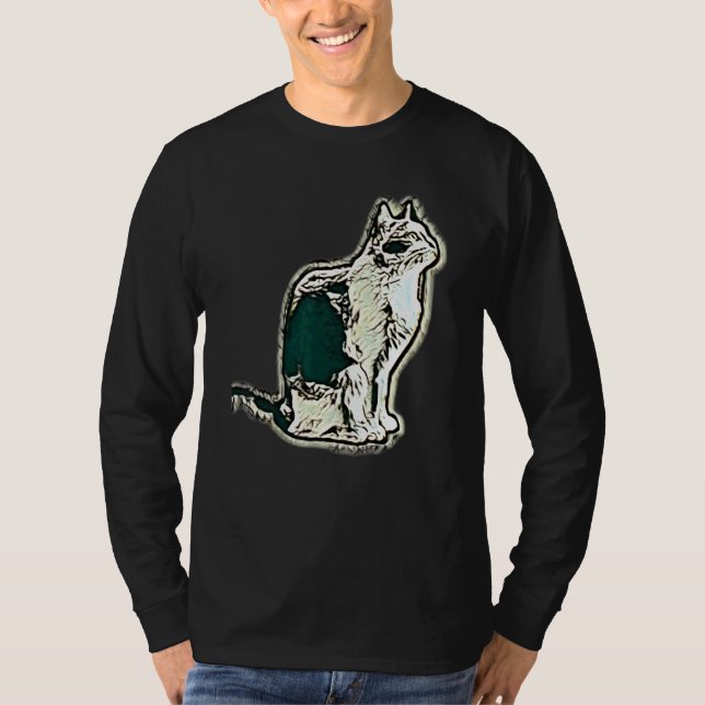 Digitale abstrakte Katze 16 T-Shirt (Vorderseite)
