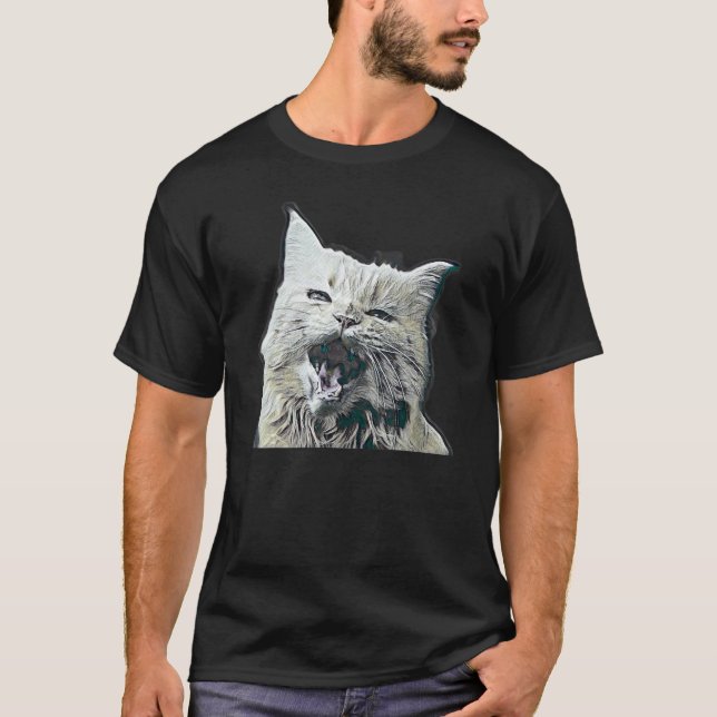 Digitale abstrakte Katze 27 T-Shirt (Vorderseite)