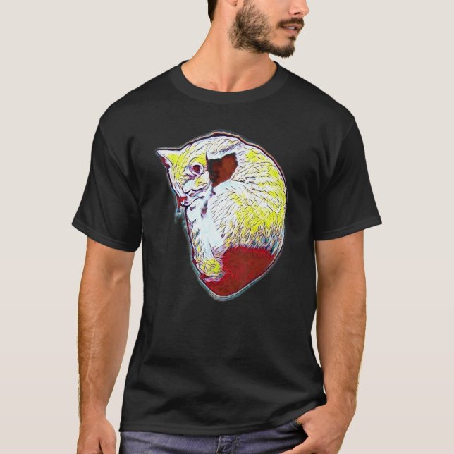 Digitale abstrakte Katze 29 T-Shirt (Vorderseite)
