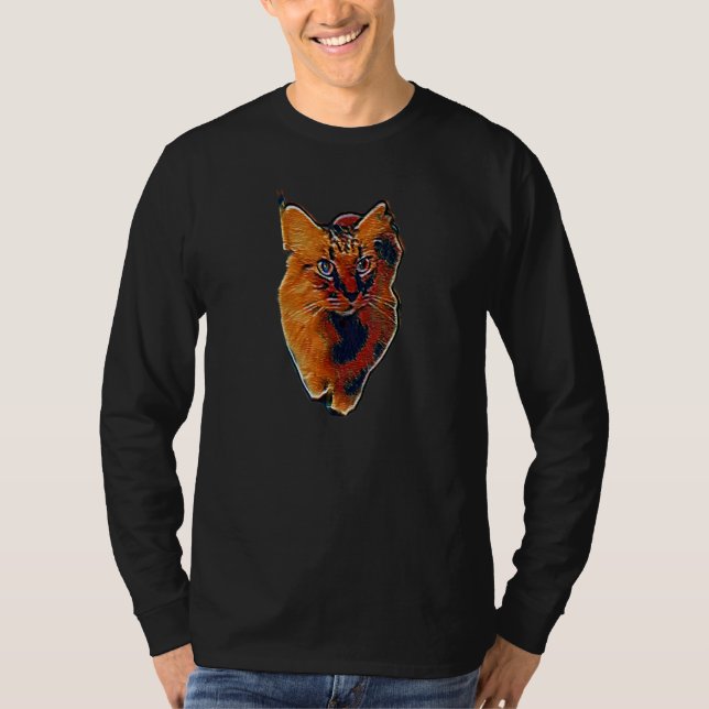 Digitale abstrakte Katze 34 T-Shirt (Vorderseite)