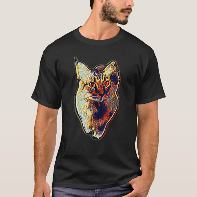 Digitale abstrakte Katze 35 T-Shirt (Vorderseite)