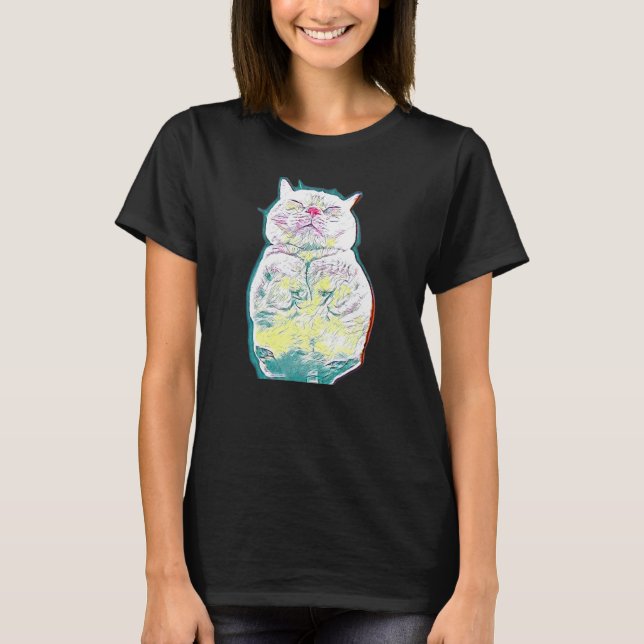 Digitale abstrakte Katze 37 T-Shirt (Vorderseite)