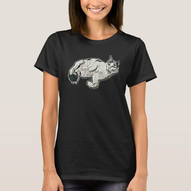 Digitale abstrakte Katze 67 T-Shirt (Vorderseite)