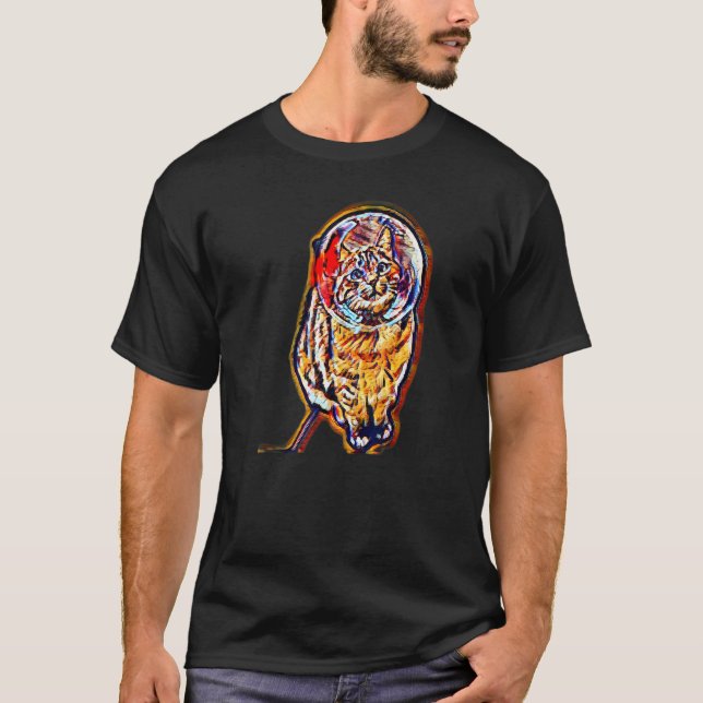 Digitale abstrakte Katze 9 T-Shirt (Vorderseite)