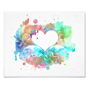 Digitale Aquarellbilder   Hearts Cutouts Fotodruck