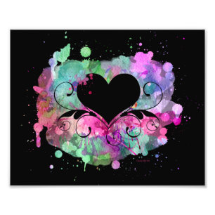 Digitale Aquarellbilder   Hearts Cutouts Fotodruck