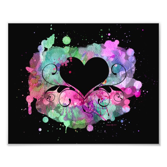 Digitale Aquarellbilder | Hearts Cutouts Fotodruck (Vorne)