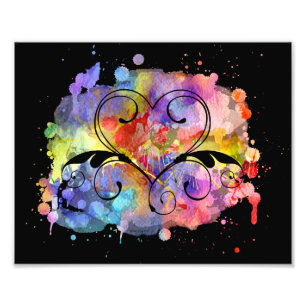 Digitale Aquarellbilder   Hearts Cutouts Fotodruck