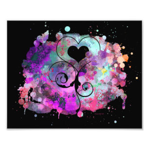 Digitale Aquarellbilder   Hearts Cutouts Fotodruck
