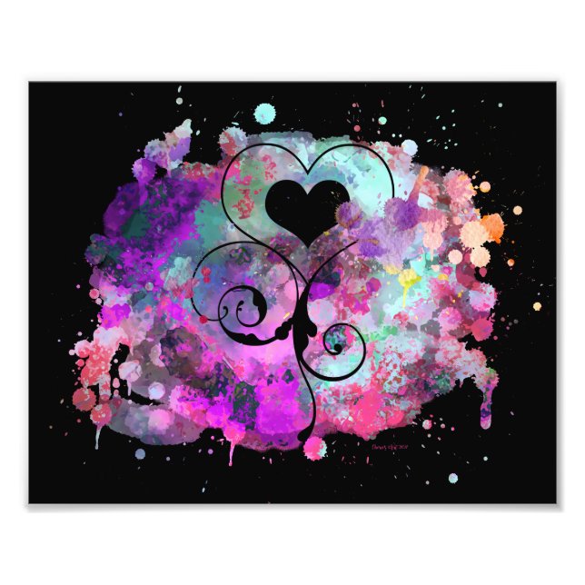 Digitale Aquarellbilder | Hearts Cutouts Fotodruck (Vorne)