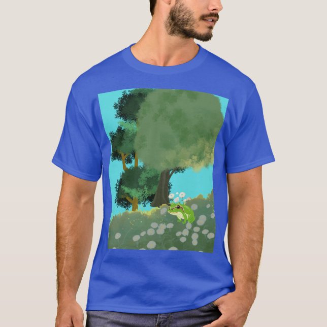 DIGITALE BAUM- UND GÄNSEBLÜMCHEN-KUNST T-Shirt (Vorderseite)